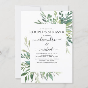 Invitación a la ducha de la pareja de follaje de v