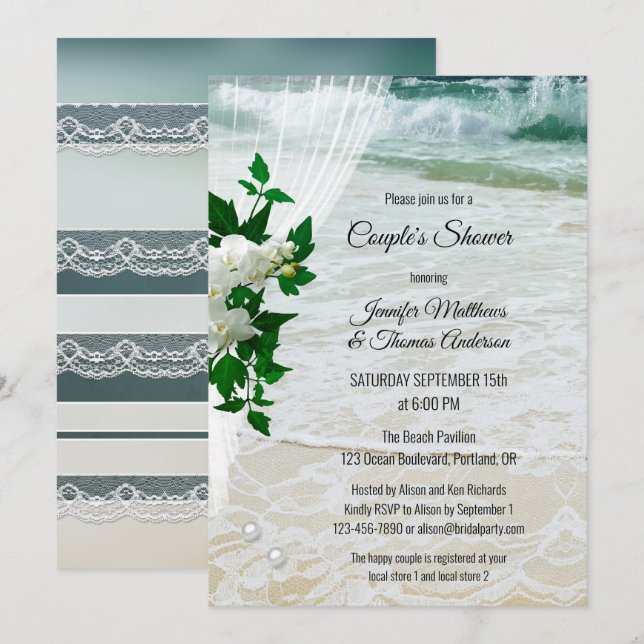 Invitación a la ducha de la pareja de novias Orchi (Anverso / Reverso)