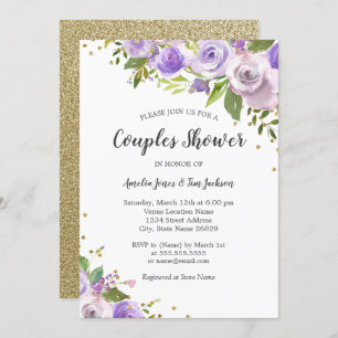 Invitación a la ducha de la Pareja Floral Purple G