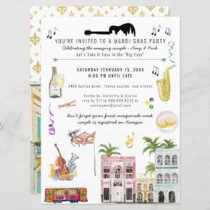 Invitación a la ducha de la pareja Mardi Gras