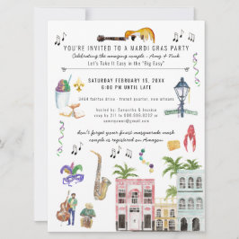 Invitación a la ducha de la pareja Mardi Gras