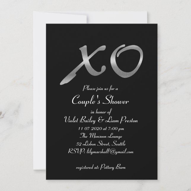 Invitación a la ducha de la pareja Silver XO