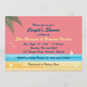 Invitación a la ducha de la pareja Sunset Beach