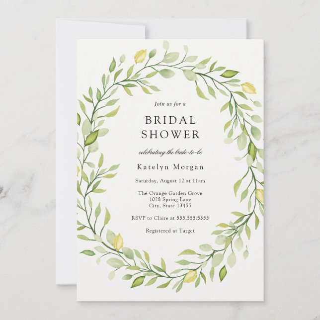Invitación a la ducha de la Wreath Wreath Bridal (Anverso)
