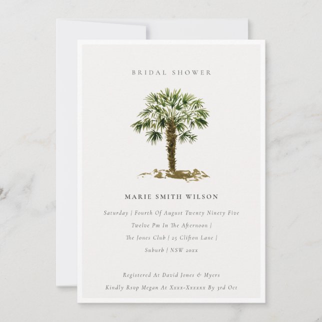 Invitación a la ducha de las palmeras tropicales d (Anverso)