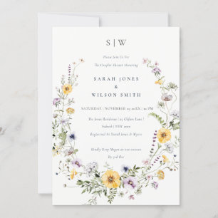 Invitación a la ducha de las parejas de flores sil