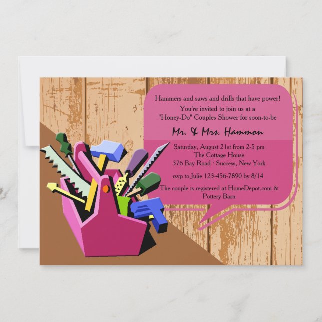 Invitación a la ducha de las parejas de miel (Anverso)