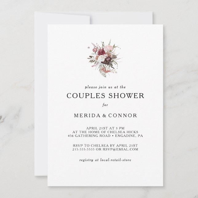 Invitación a la ducha de las parejas florales de B (Anverso)