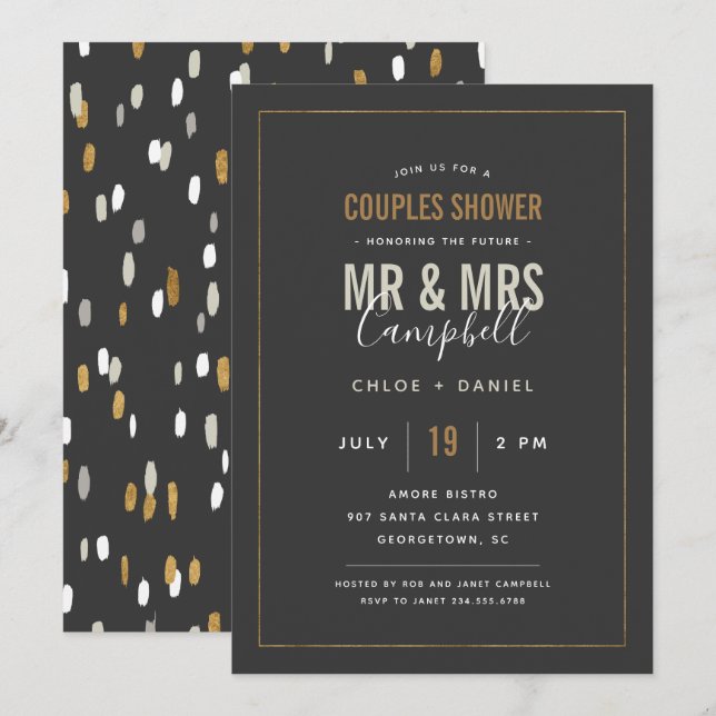 Invitación a la ducha de las parejas más brillante (Anverso / Reverso)