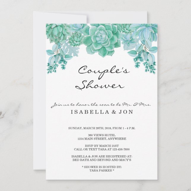 Invitación a la ducha de las parejas - Novia, Boda (Anverso)
