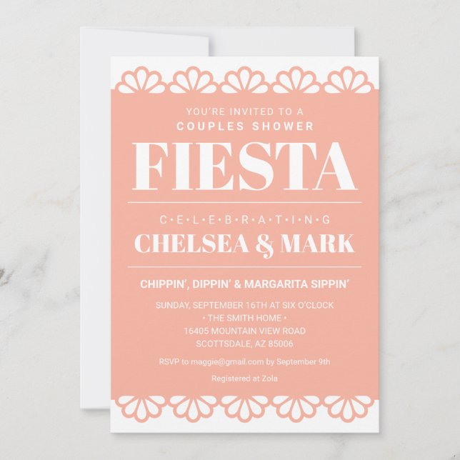 Invitación a la ducha de las parejas Papel Picado (Anverso)