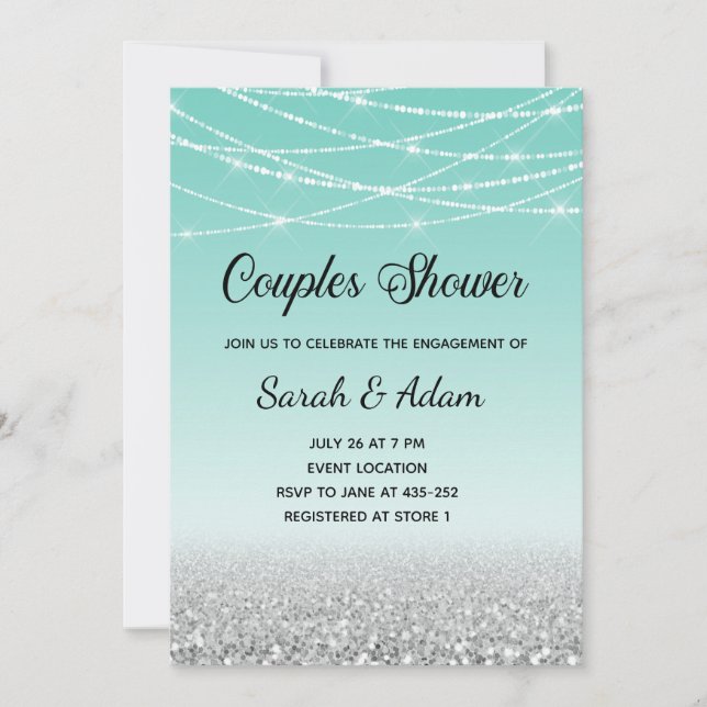 Invitación a la ducha de las parejas Purpurinas ve (Anverso)