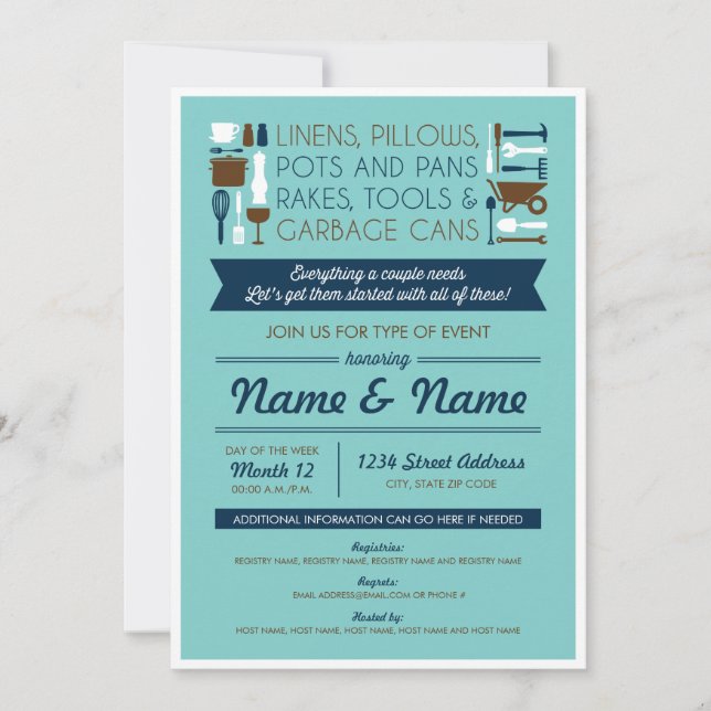 Invitación a la ducha de las parejas (regalos por  (Anverso)