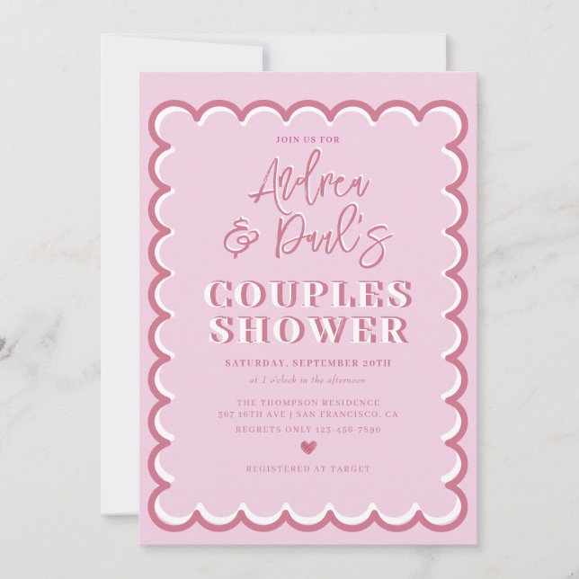 Invitación a la ducha de las parejas retro (Anverso)