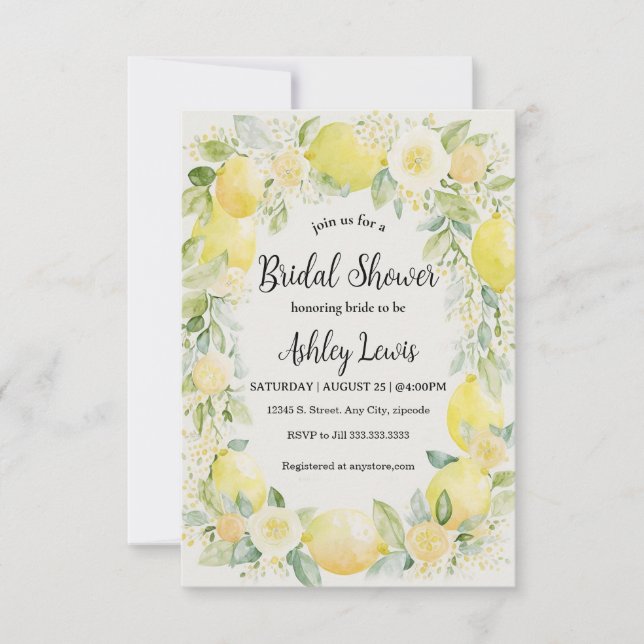 Invitación a la ducha de Lemons Bridal, ducha Lemo (Anverso)