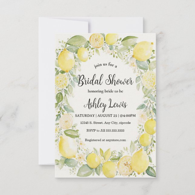 Invitación a la ducha de Lemons Bridal, Invitación (Anverso)