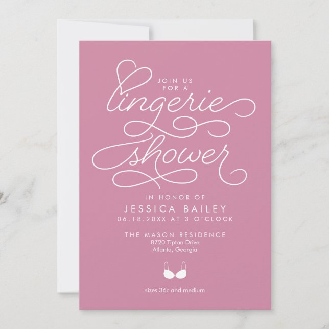 Invitación a la ducha de lencería con guión elegan (Anverso)