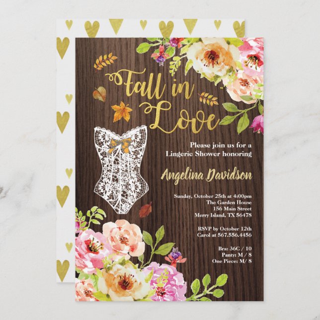 Invitación a la ducha de lencería para enamorarse. (Anverso / Reverso)
