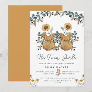 Invitación a la ducha de los mellizos florales de 