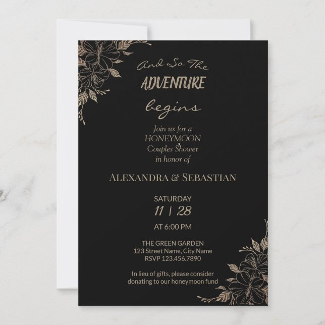 Invitación a la ducha de luna de miel de hierba fl (Anverso)