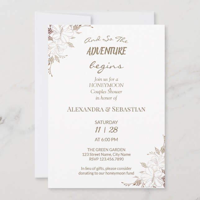 Invitación a la ducha de luna de miel de hierba fl (Anverso)