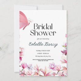 Invitación a la ducha de mariposa y flores