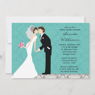 Invitación a la ducha de matrimonio Damask Bride y