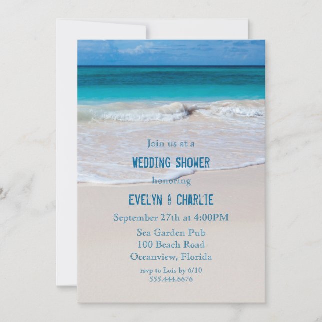 Invitación a la ducha de matrimonio de la playa de (Anverso)