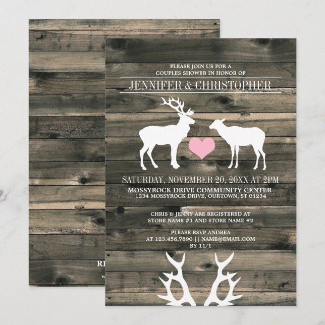 Invitación a la ducha de matrimonio de parejas de  (Anverso / Reverso)