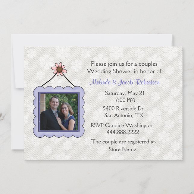 Invitación a la ducha de matrimonio de parejas fot (Anverso)