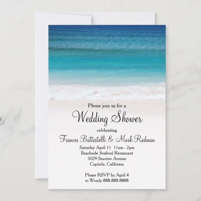 Invitación a la ducha de matrimonio en la playa de (Anverso)
