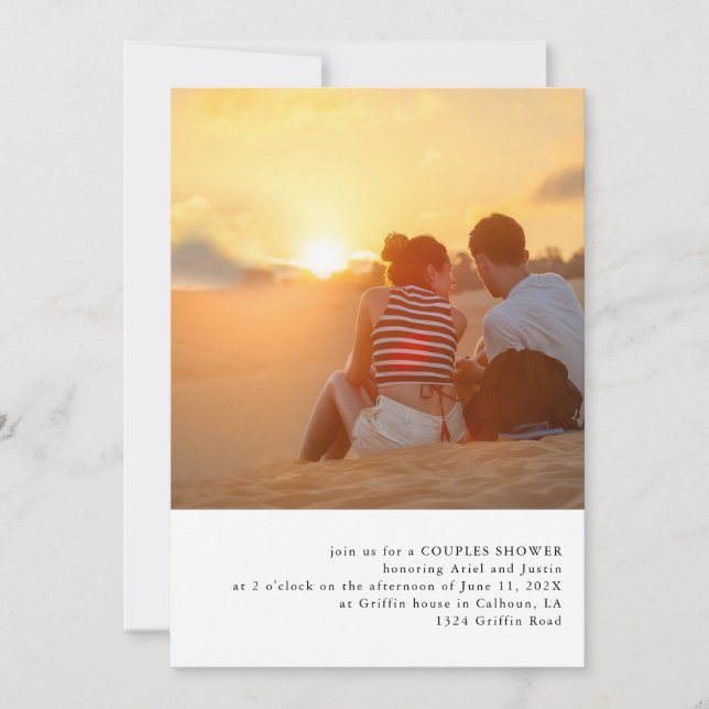 Invitación a la ducha de matrimonio por tema de fo (Anverso)