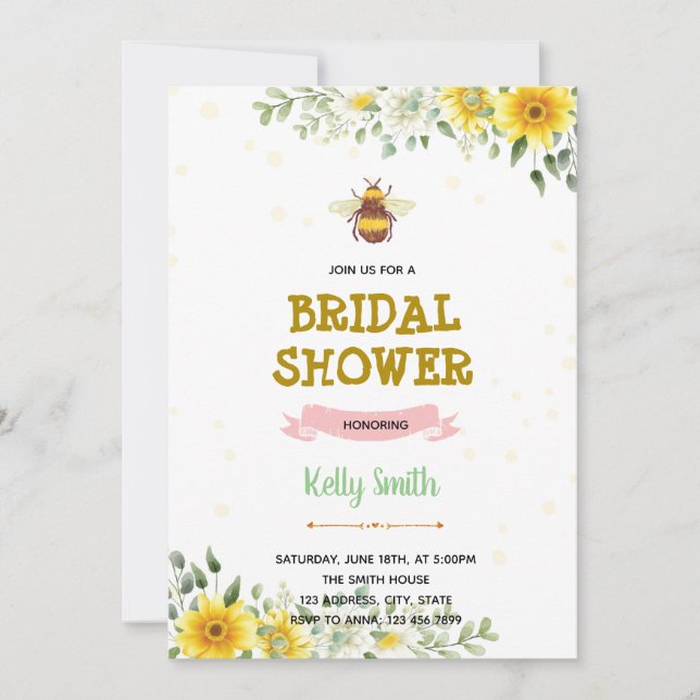 Invitación a la ducha de miel de abeja floral (Anverso)