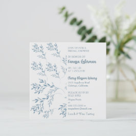 Invitación a la ducha de moda azul Foliage Bridal