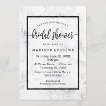 Invitación a la ducha de moda de mármol blanco y g
