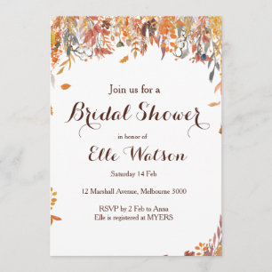Invitación a la ducha de Moda floral otoñal
