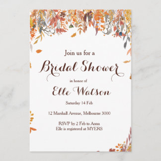 Invitación a la ducha de Moda floral otoñal