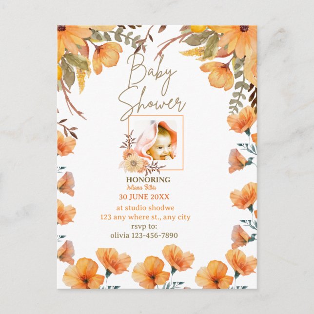 Invitación a la DUCHA DE NARANJA BLANCA PERSONALIZ (Anverso)