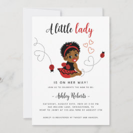 Invitación a la ducha de nena negra Ladybug