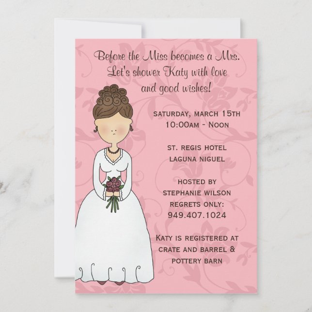 Invitación a la ducha de novia (Anverso)