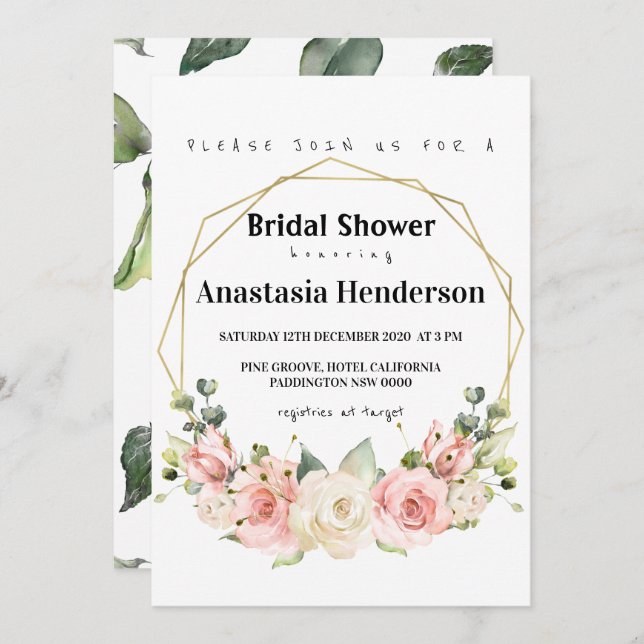 Invitación a la ducha de novia. (Anverso / Reverso)