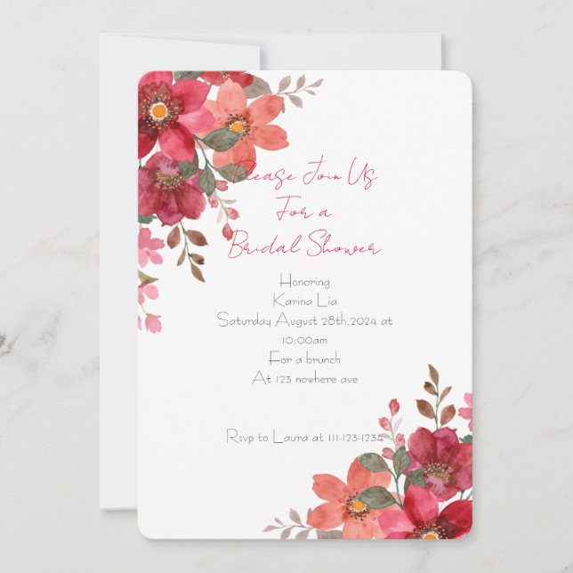 Invitación a la ducha de novia (Anverso)