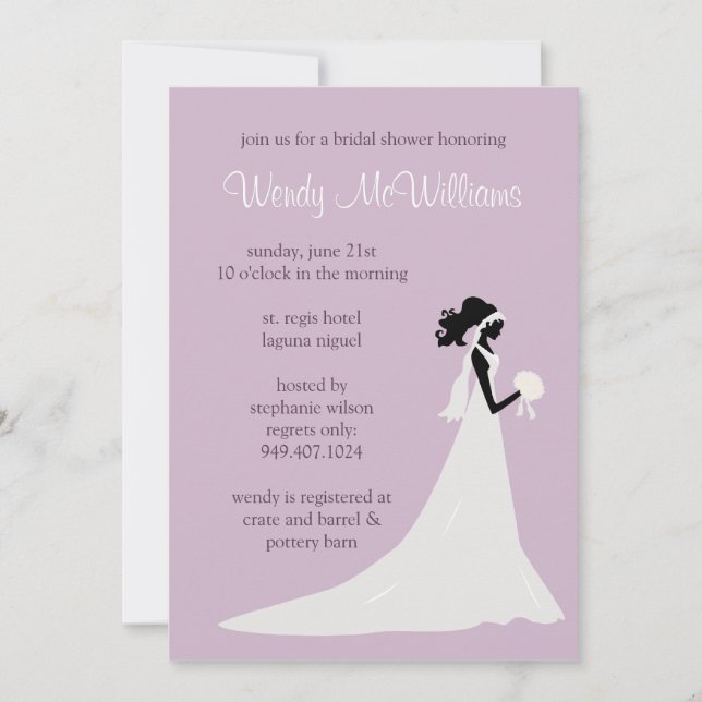 Invitación a la ducha de novia (Anverso)
