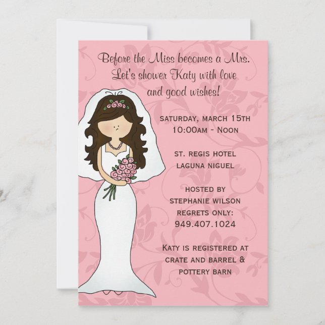 Invitación a la ducha de novia (Anverso)