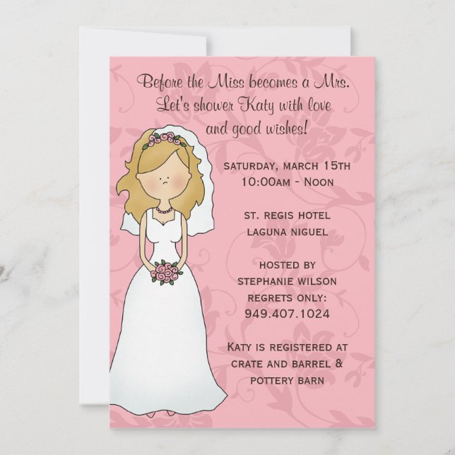 Invitación a la ducha de novia (Anverso)