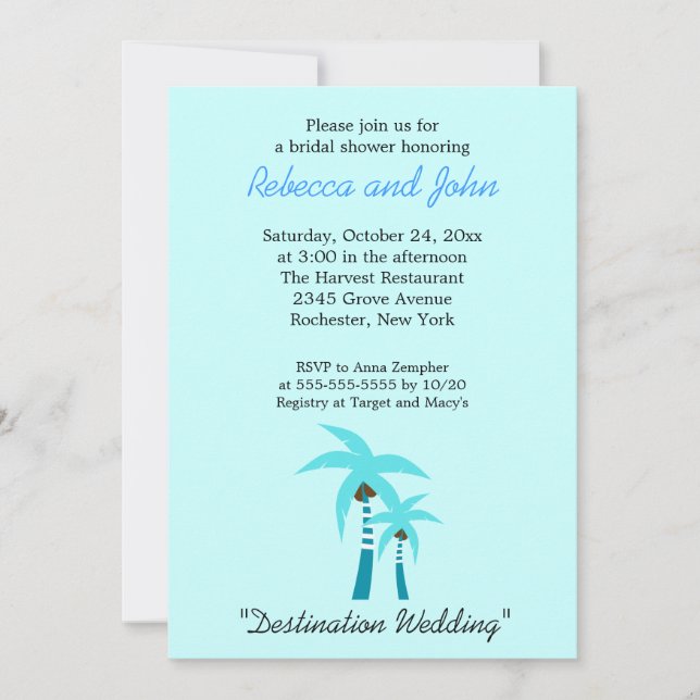 Invitación a la ducha de novia 5x7 (Anverso)