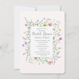 Invitación a la ducha de novia acuarela floral