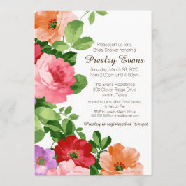 Invitación a la ducha de novia acuarela floral, Ro