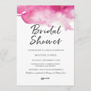 Invitación a la ducha de novia   acuarela rosa