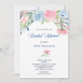 Invitación a la ducha de novia acuática azul rosa 